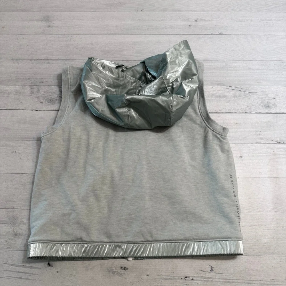 Athleta‎ Girl x Simone Biles silver grey hooded vest size 16